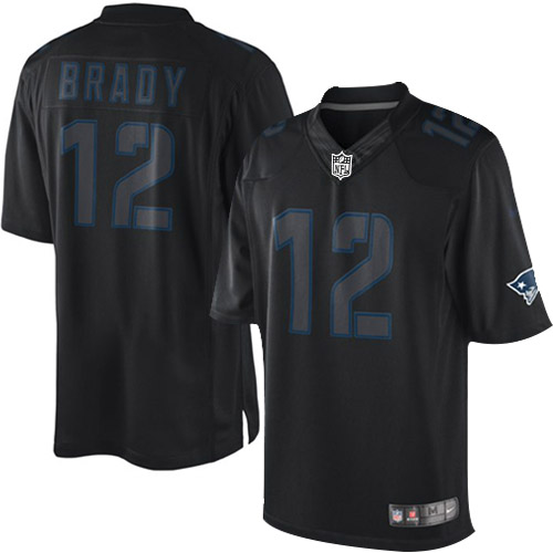 Men's Elite Tom Brady Nike Jersey Black - #12 Impact NFL New England Patriots